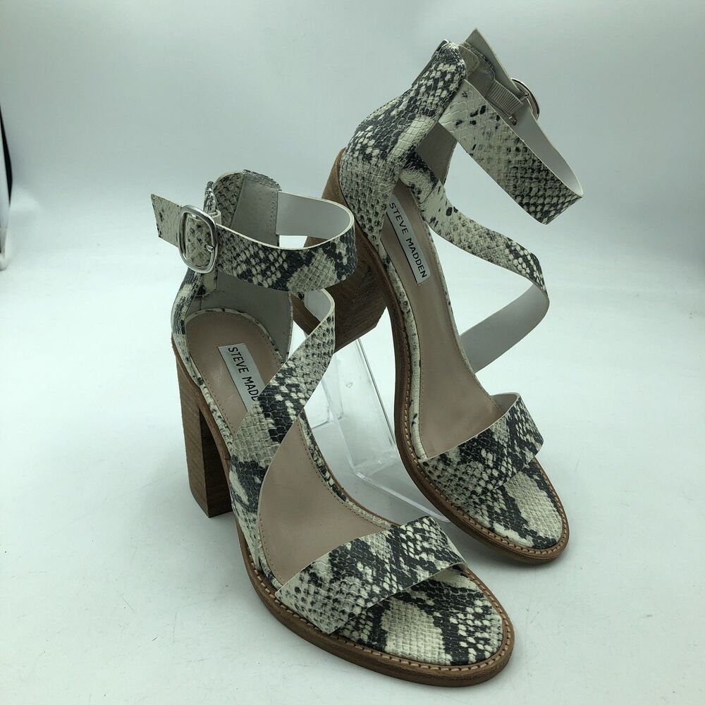Steve Madden | Snakeskin Open Toe Chunky Heel Sz 8